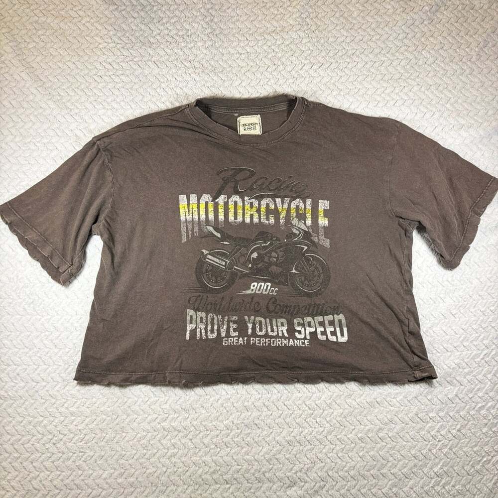 Vintage Modish Rebel Racing Motorcycle T-Shirt Size M Brown Graphic Tee